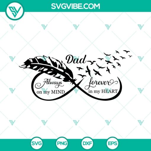 dad always on my mind forever in my heart svg dad memorial svg dad angel wings svg father s day svg 1 mockup