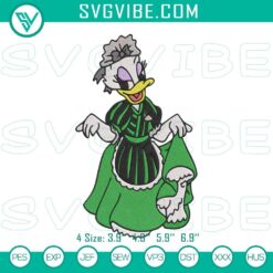 Spooky Daisy Duck Haunted Mansion embroidery designs featuring a Disney character. Perfect for Halloween crafts.