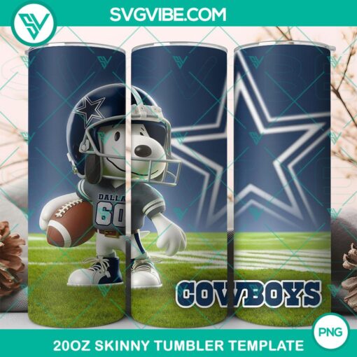 dallas cowboys football snoopy 3d 20oz tumbler wrap png file mockup