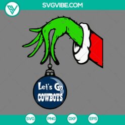 Christmas, Sports, SVG Files, Dallas Cowboys Grinch Hand With Ornament SVG 6