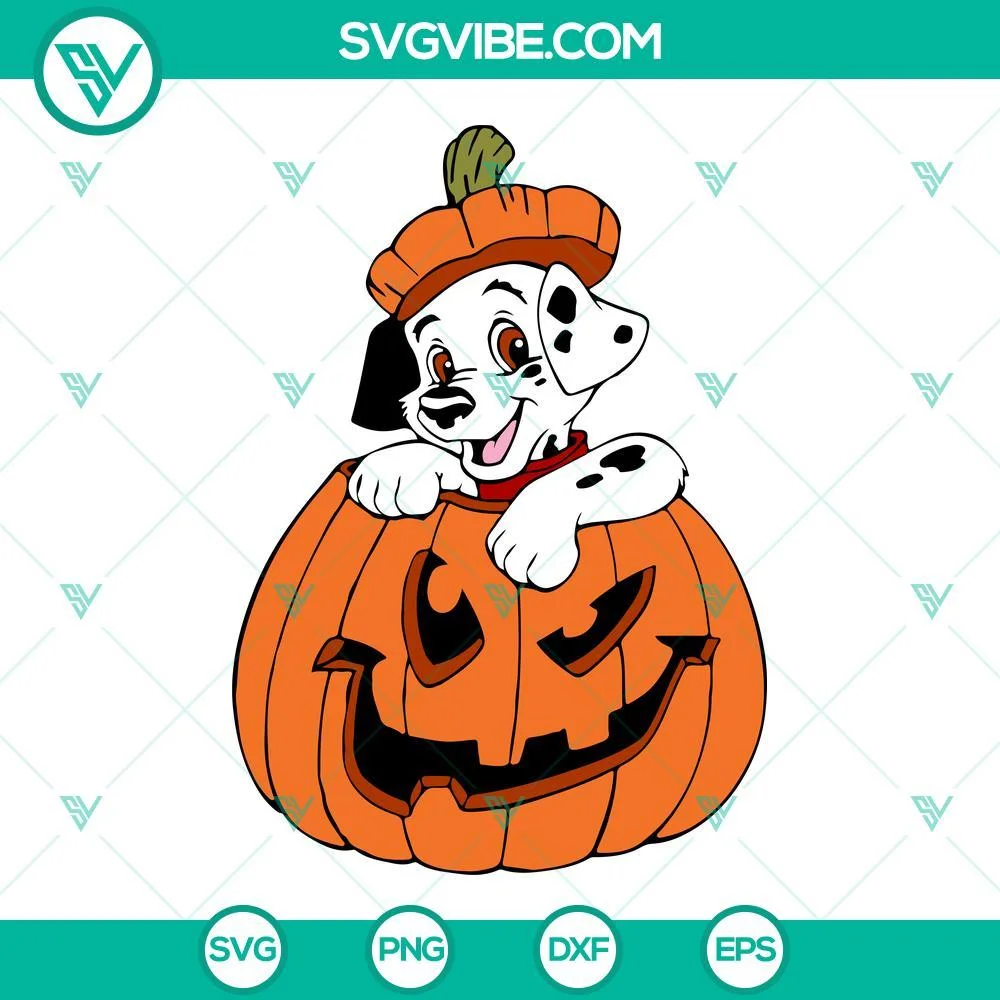 Disney, Halloween, SVG Files, Dalmatian Pumpkin Halloween SVG Image, Dog 1