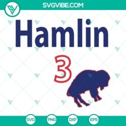 Football, Sports, SVG Files, Damar Hamlin 3 Buffalo Bills SVG Image PNG DXF EPS 2