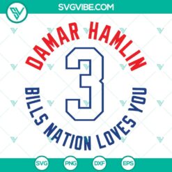 Football, Sports, SVG Files, Damar Hamlin SVG File, Damar Hamlin Bills Nation 9