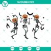Spooky Halloween SVG featuring dancing pumpkin head skeletons. Perfect for Halloween projects and crafts.