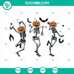 Halloween, SVG Files, Dancing Pumpkin Head Skeletons SVG Download, Halloween 2