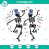 Patriotic dancing skeleton SVG for 4th of July celebration with America flag, perfect for USA themed designs.