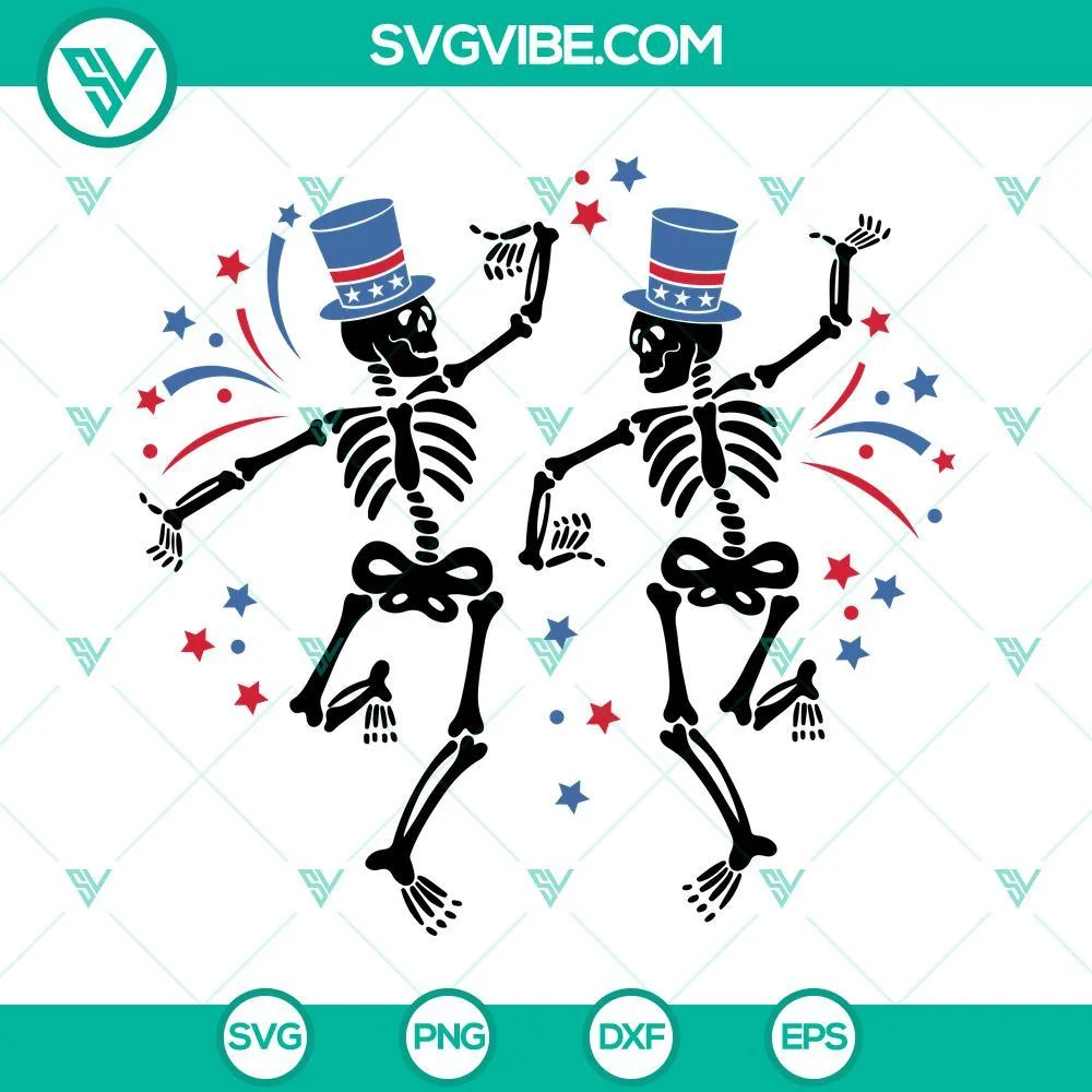 4th Of July, Skeleton, SVG Files, Dancing Skeleton 4th Of July SVG Image, 1