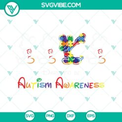 Autism, SVG Files, Dare To Be Autism Awareness Mickey Mouse SVG File, Autism 4