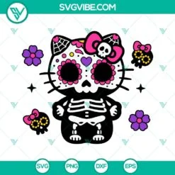 Cartoons, Halloween, SVG Files, Day Of The Dead Hello Kitty SVG File, Kitty Dia 2