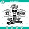 Mama Skull SVG images with "Dead Inside But Caffeinated" text, perfect for coffee lovers.