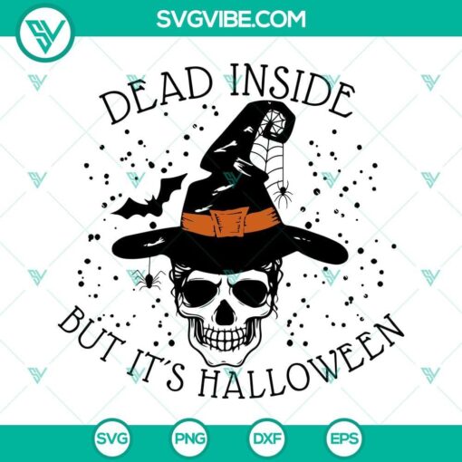 dead inside but it s halloween svg skull witch svg halloween skull witch hat svg 4 mockup