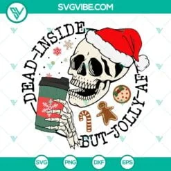 Christmas, Skull, SVG Files, Dead Inside But Jolly AF Christmas SVG File, Skull 4