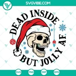 Christmas, Skull, SVG Files, Dead Inside But Jolly AF Christmas SVG File, Skull 2