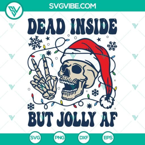 dead inside but jolly af christmas svg winter skull santa hat svg skeleton christmas svg 4 mockup