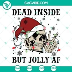 Christmas, SVG Files, Messy Bun Skull Christmas SVG Image, Dead Inside But 3