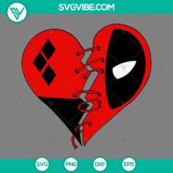 Deadpool And Harley Queen Hearts SVG Files, Marvel And DC Valentine SVG Images PNG EPS DXF File