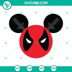 Deadpool Mickey Head Ears SVG Image PNG DXF EPS Cut Files