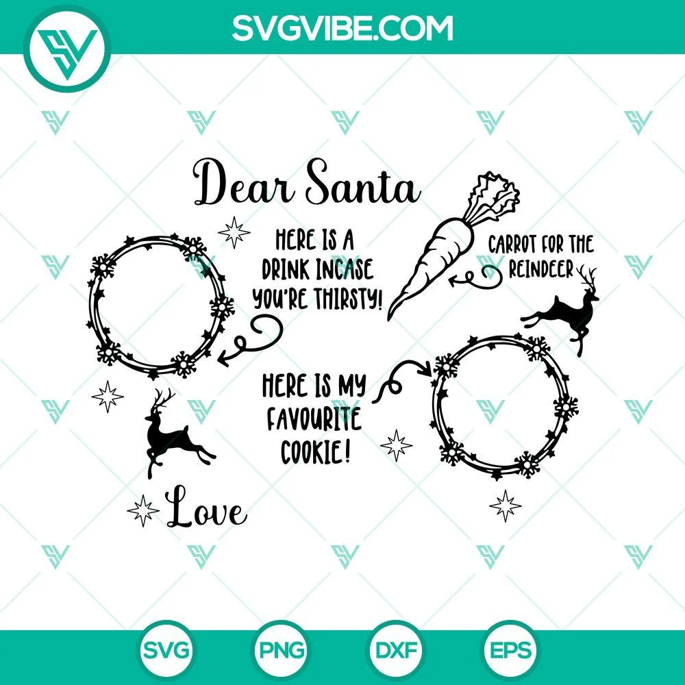 Christmas, SVG Files, Dear Santa Cookie Tray SVG Download, Dear Santa Tray SVG 1