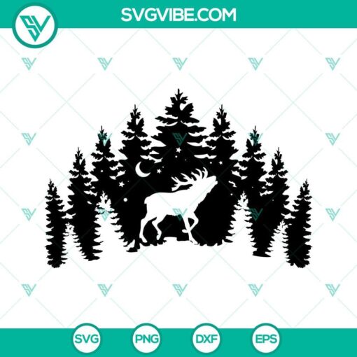 deer in the forest svg deer silhouette svg pine trees svg stag svg hunting svg buck svg digital download 7 mockup