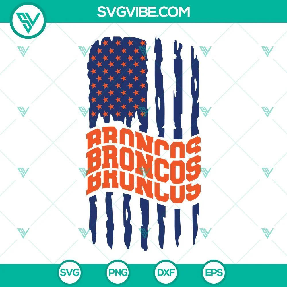 Football, Sports, SVG Files, Denver Broncos American Flag SVG File, Broncos 1