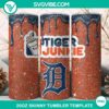 Detroit Tigers Dunkie Junkie Glitter tumbler wrap featuring the team's logo and colors in a 20oz PNG file - sports fan memorabilia.