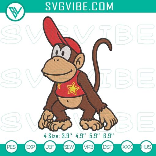 diddy kong embroidery design files mockup