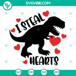 Dinosaur Valentine SVG Files Bundle, I Steal Hearts SVG Images, I Rawr You SVG Download 8