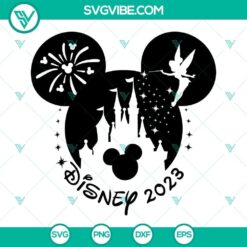 Disney 2023 Mickey Head and Tinker Bell Castle SVG Downloads for Disneyland fans.