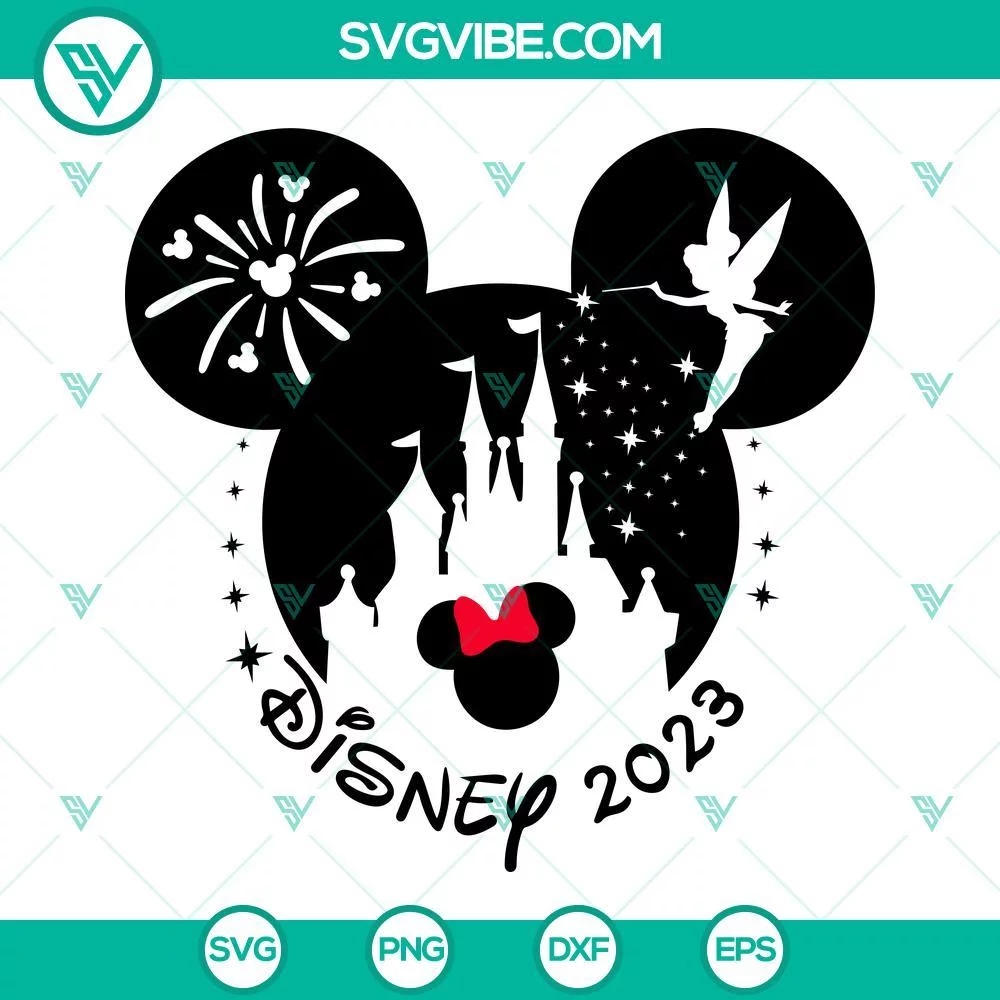 Disney, SVG Files, Disney 2023 Minnie Head SVG Images, Tinker Bell Castle SVG 1