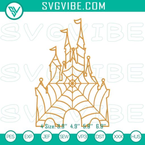 disney castle spiderweb halloween embroidery design files mockup