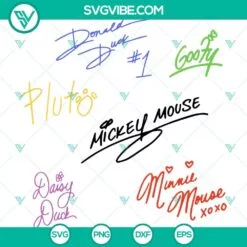 Disney, SVG Files, Disney Characters Signatures SVG Cricut, Disney Mouse 6