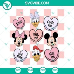 Disney Conversation Hearts SVG with checkered pattern and magical heart design, perfect for Valentine's Day crafts.