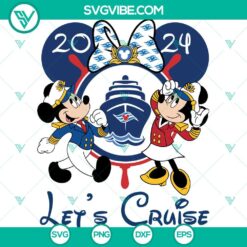 Disney Cruise Line 2024 SVG featuring Mickey and Minnie Mouse, cruise ship, and Mickey ear design for Cricut projects.