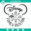 Disney family vacation SVG images featuring Disneyland theme park elements for download as PNG files. Ideal for creating vacation-themed crafts.