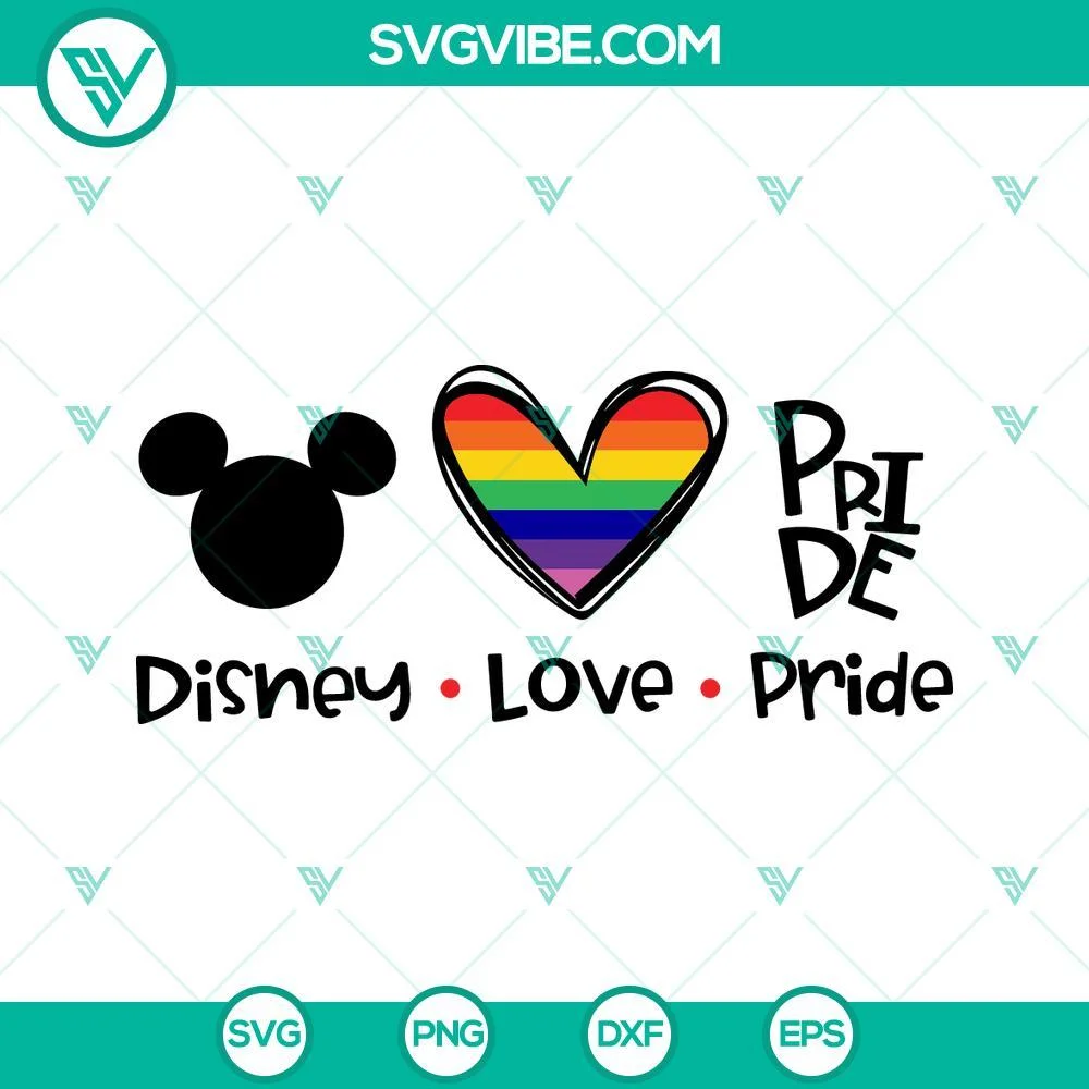 Disney, SVG Files, Disney Love Pride SVG Images, Mickey Mouse Head SVG Image, 1