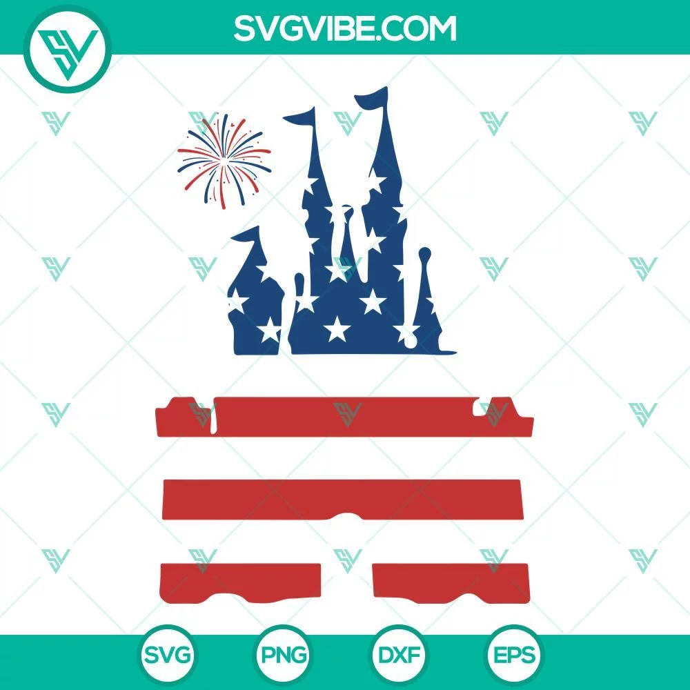 4th Of July, Disney, SVG Files, Disney Magic Castle American Flag SVG Image, 1