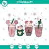 Disney Mickey Christmas Coffee Latte SVG design for festive holiday crafts, featuring a coffee cup with Mickey Mouse ears and Christmas decorations. Perfect for DIY projects.