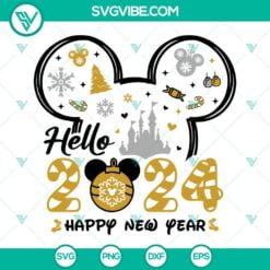 Disney, Happy New Year, SVG Files, Disney Mickey Hello 2024 SVG Image, Happy 9