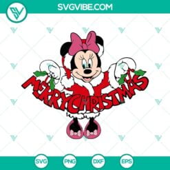 Christmas, Disney, SVG Files, Disney Minnie Mouse Merry Christmas SVG Image PNG 2