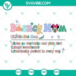 Disney Mom Minnie Definition SVG Images featuring Best Mom Ever and Family designs, perfect for Disney-loving moms.