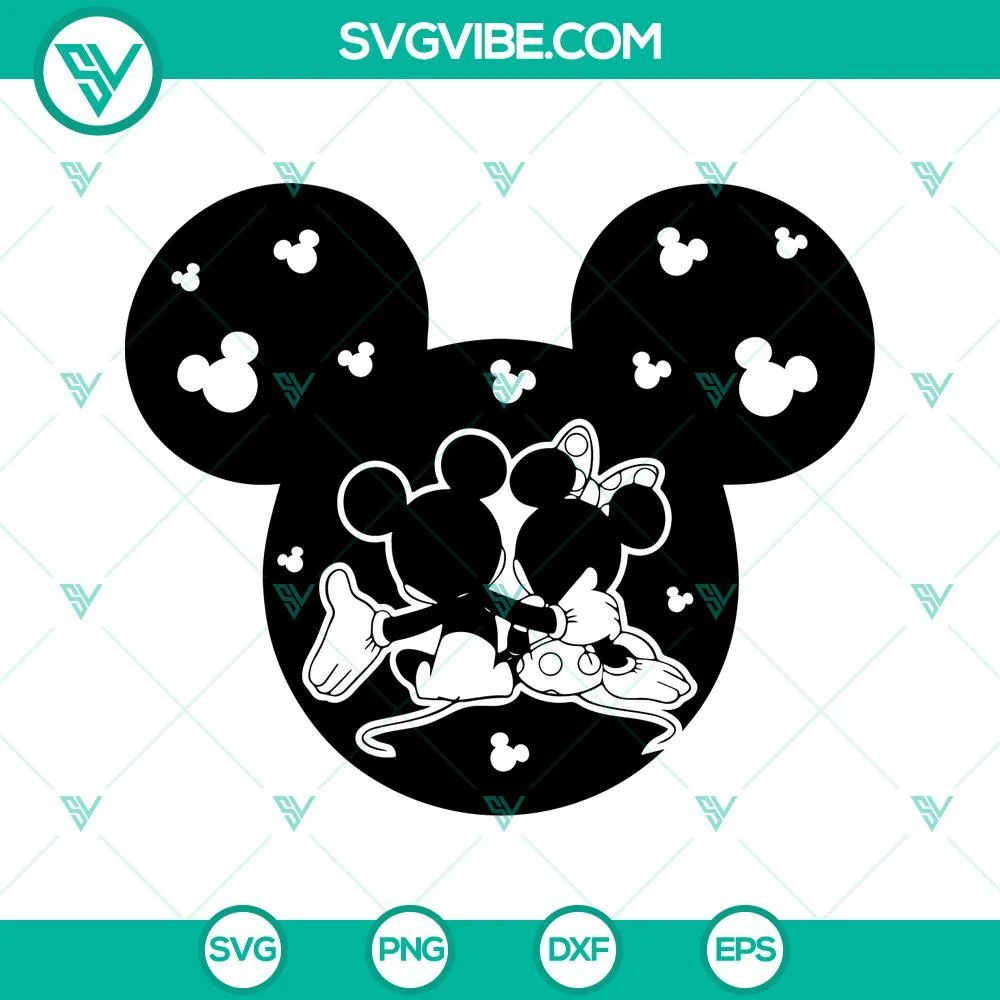 Disney, SVG Files, Disney Mouse Head Couple SVG Images, Mickey And Minnie Love 1