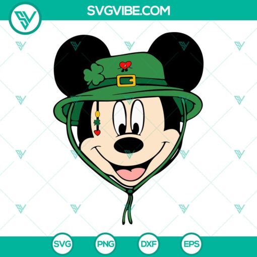 disney mouse head st patricks day svg mickey minnie bad bunny hat shamrock svg png dxf eps 9 mockup