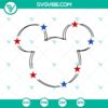 Patriotic Mickey and Minnie Mouse head USA flag SVG design for Disney enthusiasts. Perfect for Fourth of July crafts.