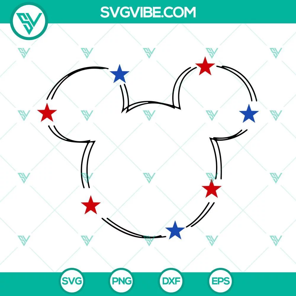 4th Of July, Disney, SVG Files, Disney Mouse Head USA Flag SVG File, Mickey 1