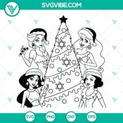 Christmas, Disney, SVG Files, Disney Princess Christmas Tree SVG Images PNG DXF 14