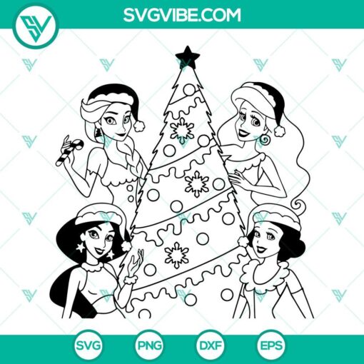 disney princess christmas tree svg png dxf eps cut file cricut silhouette 9 mockup