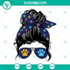 Dog Mom messy bun SVG files with dog paw and momlife design, perfect for dog mom's craft projects. Trendy dog mama SVG download.
