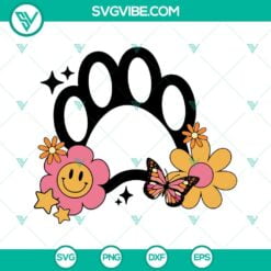 Dog, SVG Files, Dog Paw SVG File, Smiley Floral Butterfly SVG Download, Dog 4