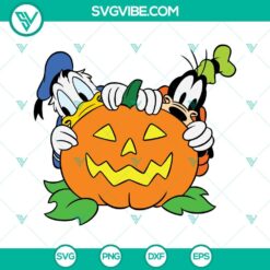 Disney, Halloween, SVG Files, Donald Duck And Goofy Pumpkin Halloween SVG 1