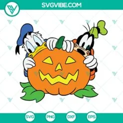 Disney, Halloween, SVG Files, Donald Duck And Goofy Pumpkin Halloween SVG 2